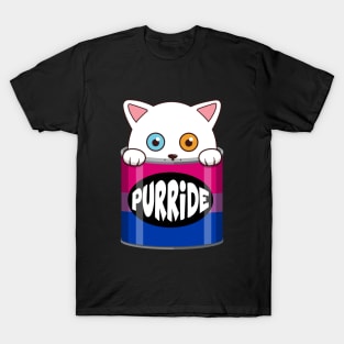 Funny White Cat Bisexual Pride T-Shirt